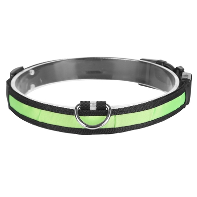 Led dog collar usb rechargeable adjustable dog safety collar night safety flashing luminous light up collar-green