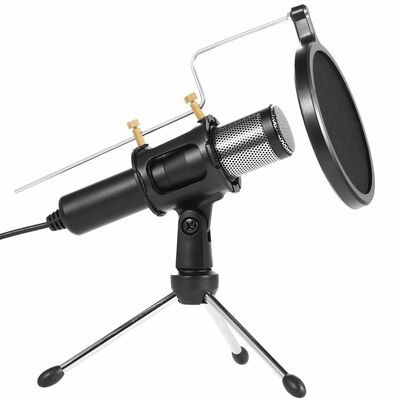 Pro condenser mic studio recording cardioid mic w/180? tripods pop filter usb plug - podcasting gaming chatting