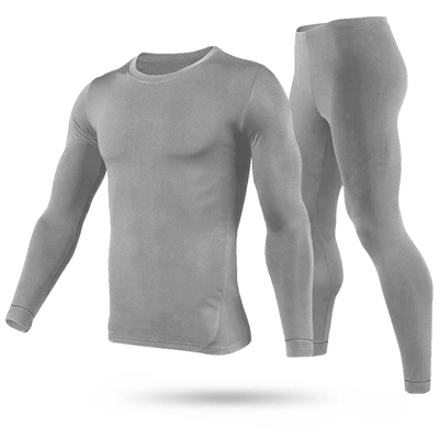 Men Thermal Underwear Set Long Johns Pants Long Sleeve Soft Underwear Kit Top Bottom Winter Sports Suits-Gray-XL