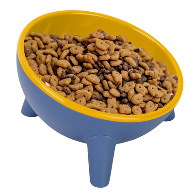 Raised tilted elevated cat food bowl pet backflow prevention water dish feeding bowl for cats small dogs-yellow