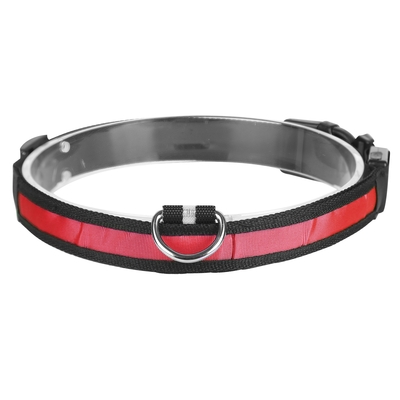 Led dog collar usb rechargeable adjustable dog safety collar night safety flashing luminous light up collar-red