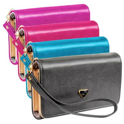 Women wristlet wallet pu leather lady purse credit card holder 4 card slots 3 money pouches 1 coin pocket-blue