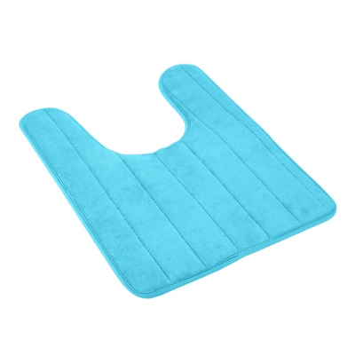 U shaped bathroom rugs contour non-slip toilet mat absorbent cozy velvet floor mat 23.62 x 19.69in-light blue