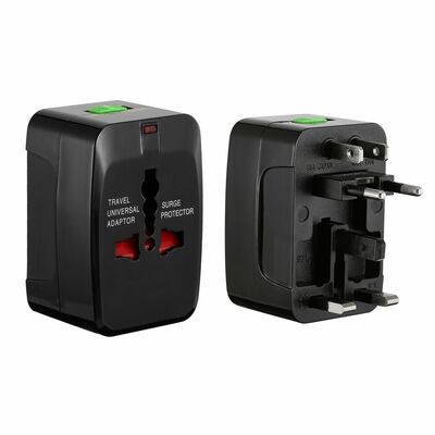 Travel Adapter: AC Power Plug US UK EU AUST, Worldwide Socket for Phones, Tablets & Cameras - Universal-Black