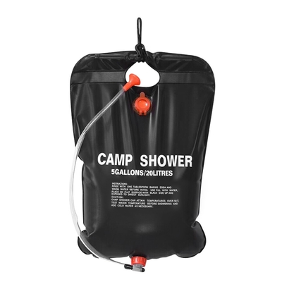 Portable solar heated shower bag camping shower bath water bag 5 gallons w/ on-off switchable shower head