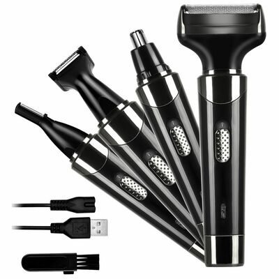 4-in-1 rechargeable razor hair trimmer for men & women - shaves hair, beard, eyebrows, ear & nose hairs