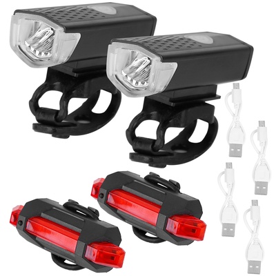 Bicycle light sets usb rechargeable bike headlight waterproof led bicycle front light taillight 2 kit