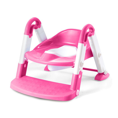 Kids toilet seat toddler potty training chair w/ steps stool baby toilet ladder anti-slip safety-pink