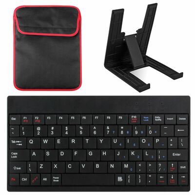 80 keys mini usb wired keyboard with carry bag and tablet stand for android & windows tablet-black