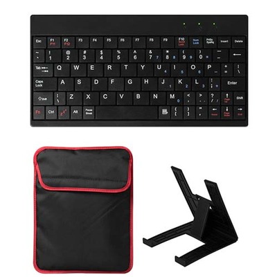 Tablet pc sleeve bag case stand for tablet under 10in w/ usb mini keyboard two layer pockets-black