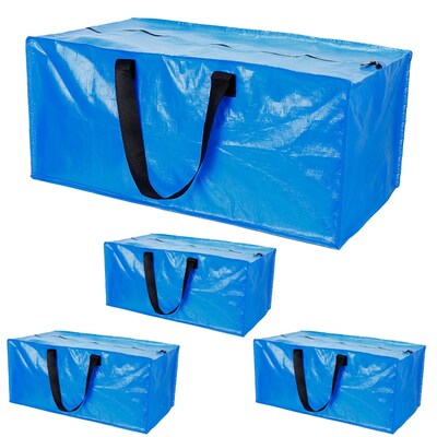 4pcs moving bags heavy duty container reusable plastic totes blue moving bin zippered storage bag