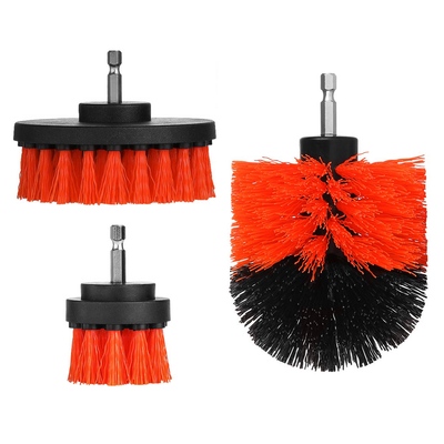 3pcs/set drill brush power scrubber cleaning brush for car carpet wall tile tub cleaner combo-red