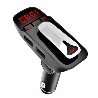 Wireless car fm transmitter w/ hands-free call, 2 usb charge ports, mp3 player, tf card & aux-in