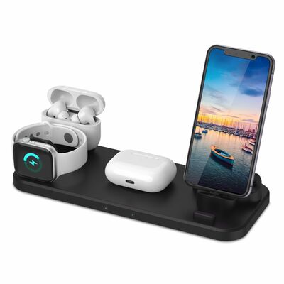 6-in-1 qi wireless charger: fast charging station for iwatch, airpods, and ios/android devices