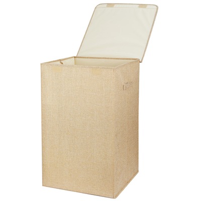 Foldable laundry hampers washing clothes laundry basket w/ lid handles storage organizer-brown