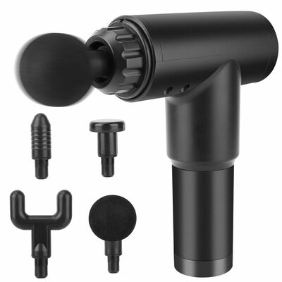 Cordless percussion massage gun - rechargeable, deep tissue vibration, 4 heads, 6 intensity