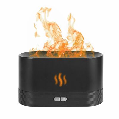 Flame air humidifier & aroma diffuser - 3d design, 2 brightness, auto off - ideal for bedroom, home spa, yoga, office-black