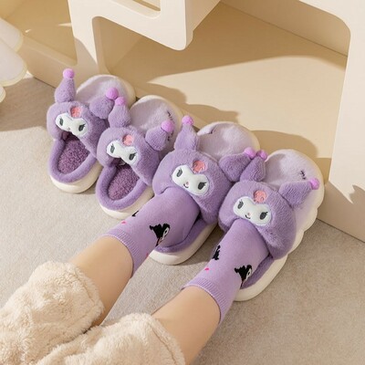 Kawaii cartoon kuromi sanrio plush slippers