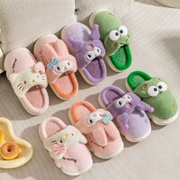 Kawaii Cartoon Kuromi Sanrio Plush Slippers - Thumbnail 1