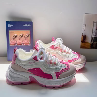 Fuchsia pink chunky running shoes