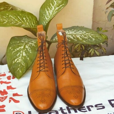  crafted leather classic lace up ankle high dress boot - Thumbnail 5