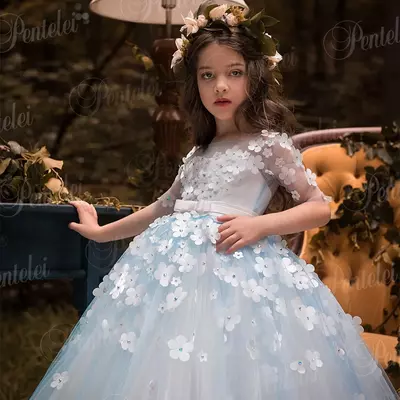 Vestidos de primera comunion  penlelei kids first communion dresses for little girls long cute flower girl dress with hand made flowers