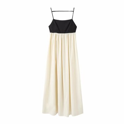 Temperament color matching holiday style suspender dress - Thumbnail 4