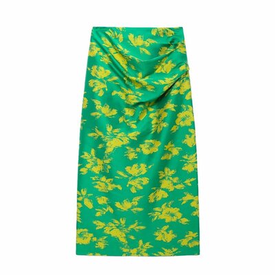 Temperamental and fashionable printed high waist midi skirt - Thumbnail 4