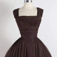 Brown Chiffon Short A-Line Prom Dress - Thumbnail 1