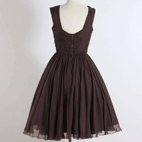 Brown Chiffon Short A-Line Prom Dress - Thumbnail 3