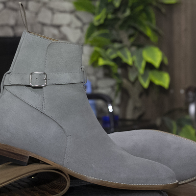 New handmade suede green boot's ankle high jodhpurs leather boots for men"s