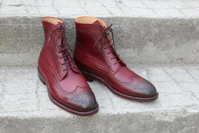 Crafted Leather Burgundy Ankle High Dress Boot