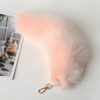 White fox tail plush pendant keychain car interior pendant - Thumbnail 1