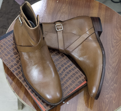 New Handmade Men's Leather Brown Jodhpur Boots