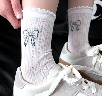*Free Shipping*AESTHETIC RIBBON PRINT SOCKS 