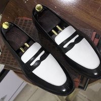 Handmade New Men black and white leather dress Shoes two tone spectator Shoes, - Thumbnail 1