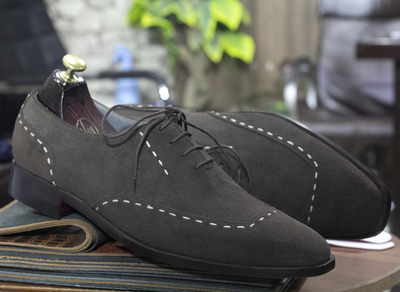 Handmade Brown Men's New Classic Dark Brown Suede Shoes