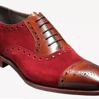 Handmade Men Two Tone Red Brown Oxford Brogue Cap Toe Suede Genuine Leather Lace - Thumbnail 4
