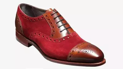 Handmade Men Two Tone Red Brown Oxford Brogue Cap Toe Suede Genuine Leather Lace