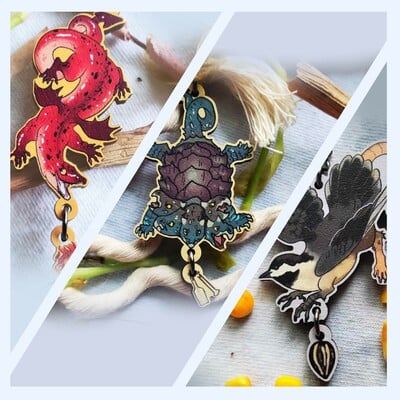 Tiny terrible terrors | wooden keychains