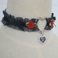 Hand made bow rose Vintage necklace collar underwear sexy accessories leg ring thigh band - Thumbnail 4