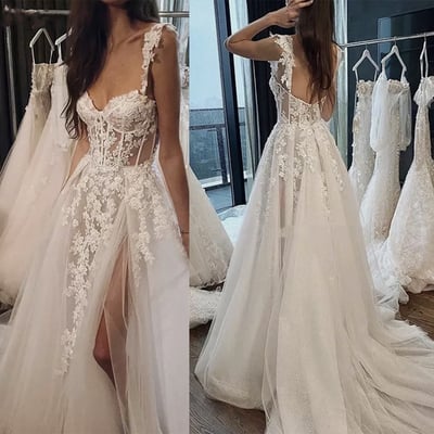 Wedding dresses bridal gown with lace appliques - Thumbnail 1
