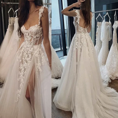 Wedding Dresses Bridal Gown with Lace Appliques