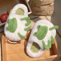 Fluffy Cute Frog Slippers - Thumbnail 2