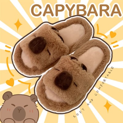 Soft cute capybara slippers