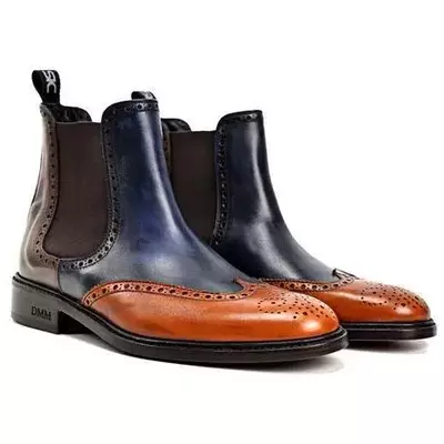 Men's brown color multi ton handmade shoes - chelsea boots - men's chelsea boots