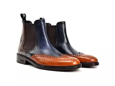 Men's Brown Color Multi Ton Handmade Shoes - Chelsea Boots - Men's Chelsea Boots