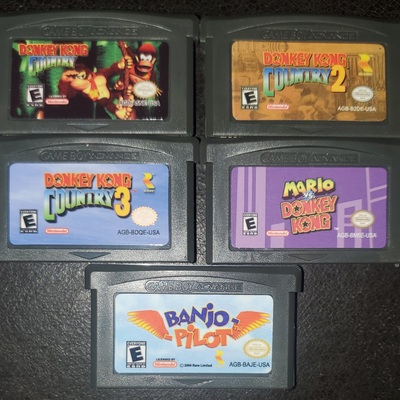 Donkey kong country dk 1 2 3, mario vs. dk, banjo pilot gba video game nintendo gameboy advance