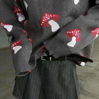 Chic Mushroom Pattern Knitted Sweater - Thumbnail 5