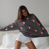 Chic Mushroom Pattern Knitted Sweater - Thumbnail 3